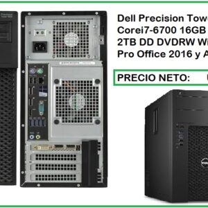 Dell Precision Tower 3620 Core i7-6700 16GB DDR4 2TB DD DVDRW Windows 10 Pro Office 2016 y Antivirus